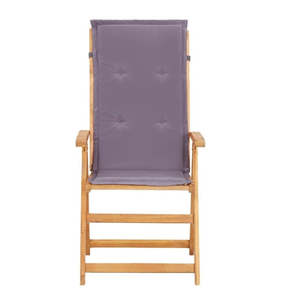 Chaises inclinables de jardin 2 pcs Marron Bois solide d'acacia