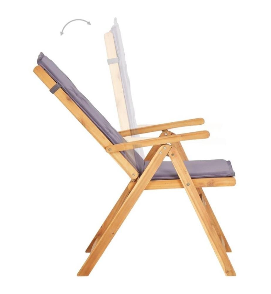 Chaises inclinables de jardin 2 pcs Marron Bois solide d'acacia