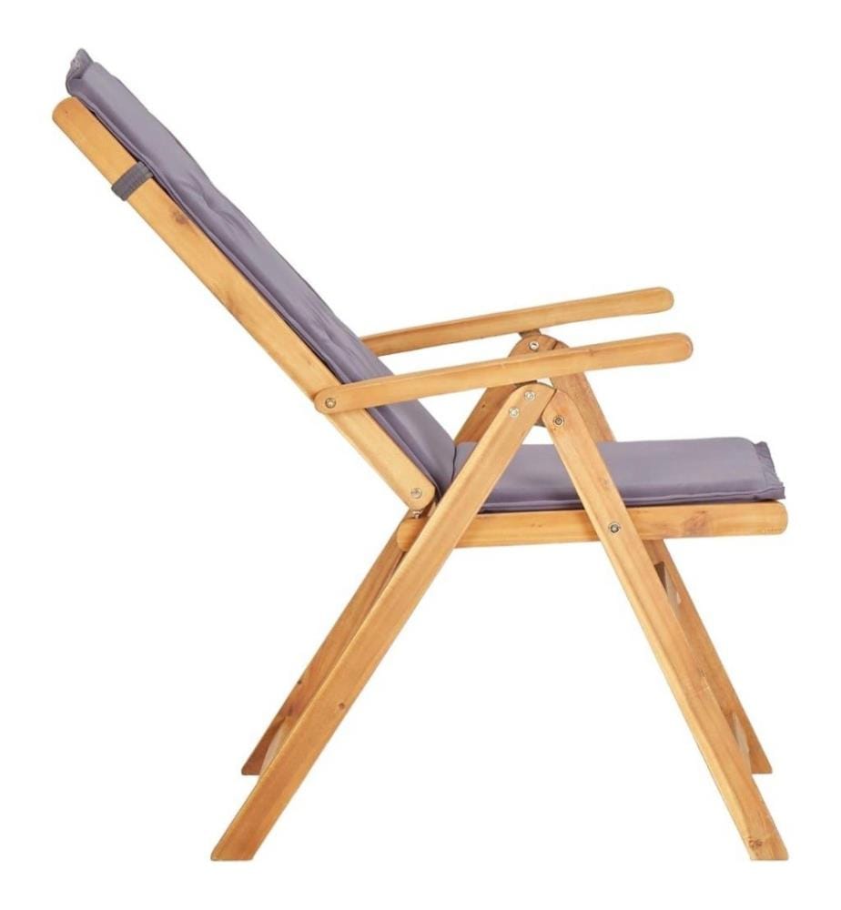 Chaises inclinables de jardin 2 pcs Marron Bois solide d'acacia