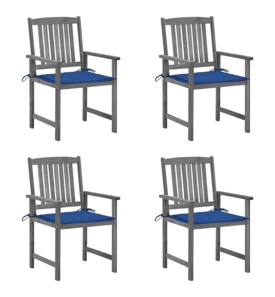 Chaises de jardin avec coussins 4 pcs Gris Bois d'acacia massif