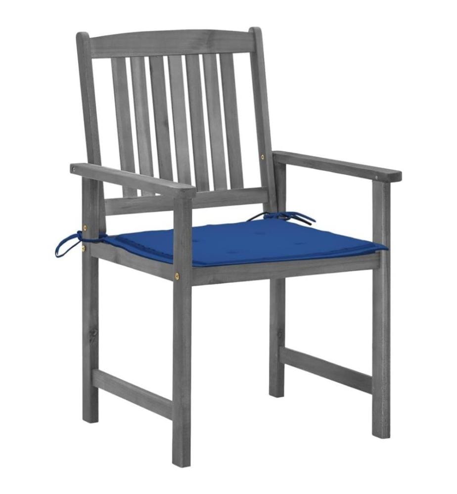 Chaises de jardin avec coussins 4 pcs Gris Bois d'acacia massif