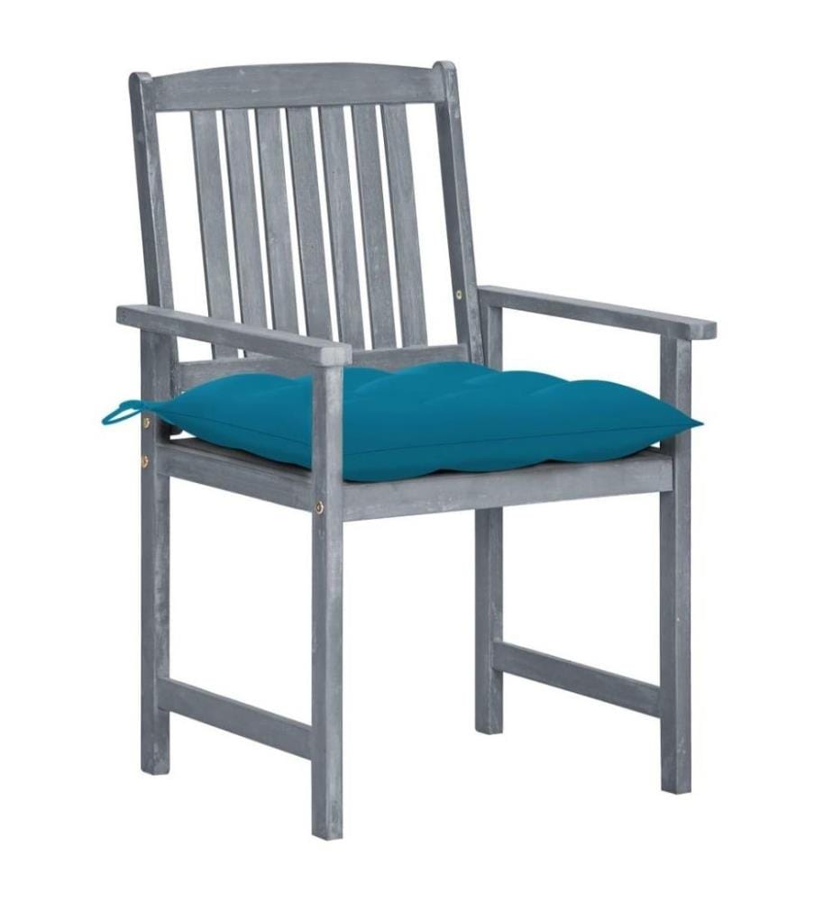 Chaises de jardin avec coussins 4 pcs Gris Bois d'acacia massif