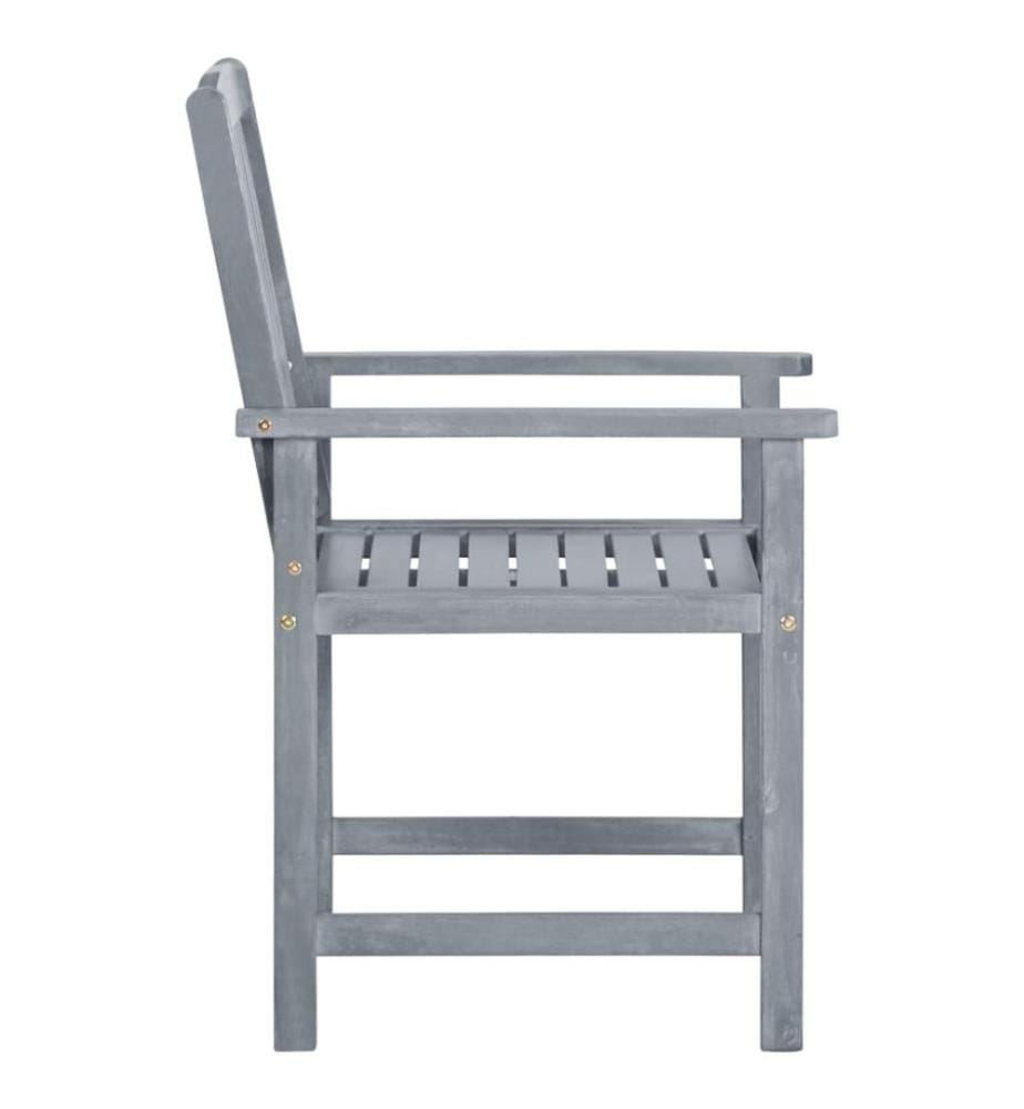 Chaises de jardin avec coussins 4 pcs Gris Bois d'acacia massif