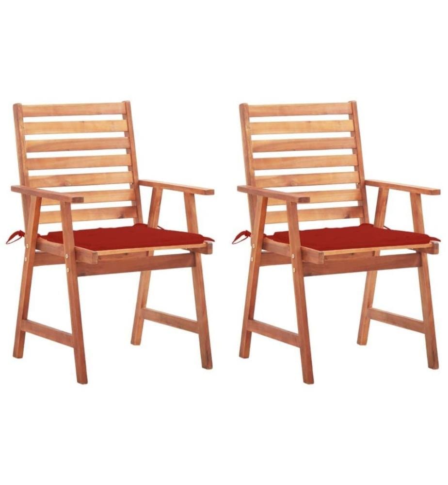 Garten-Essstühle 2 Stk. mit Kissen Massivholz Akazie