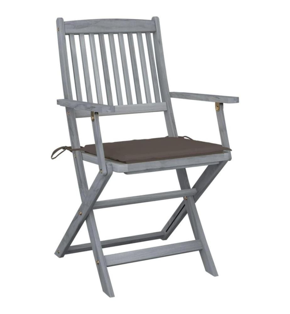 Chaises pliables d'extérieur 4 pcs avec coussins Bois d'acacia