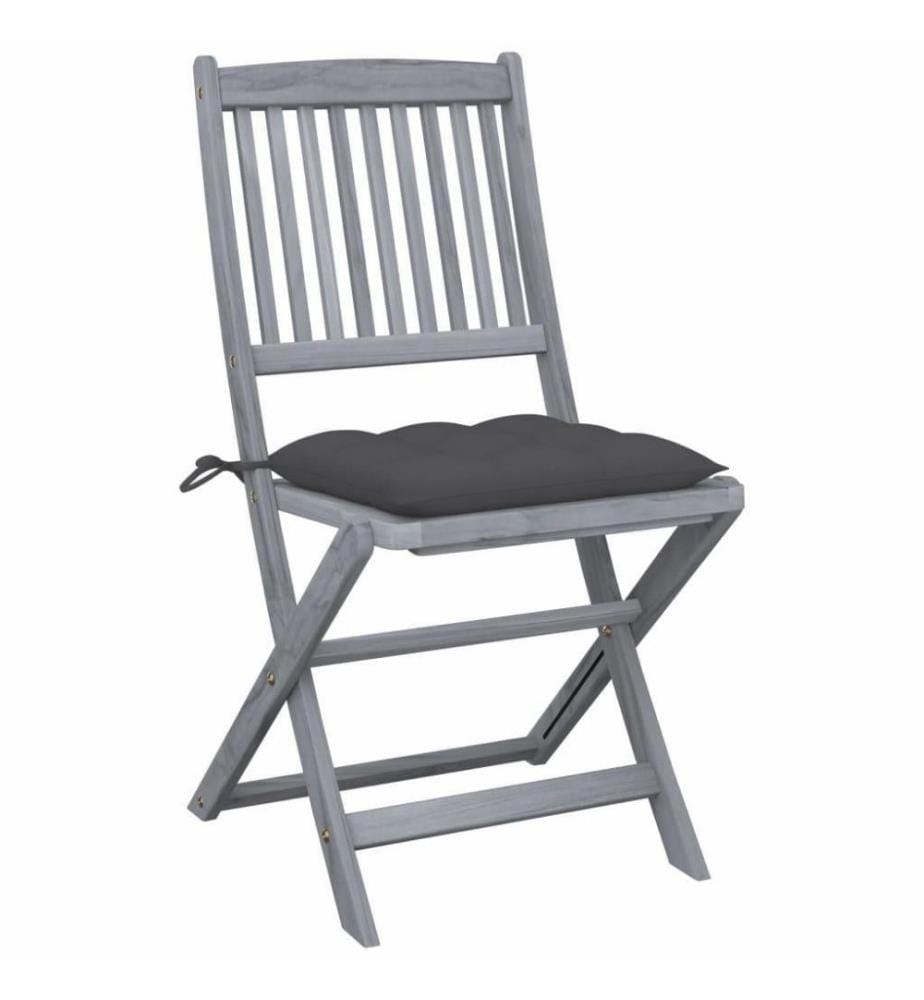 Chaises pliables d'extérieur 6 pcs avec coussins Bois d'acacia