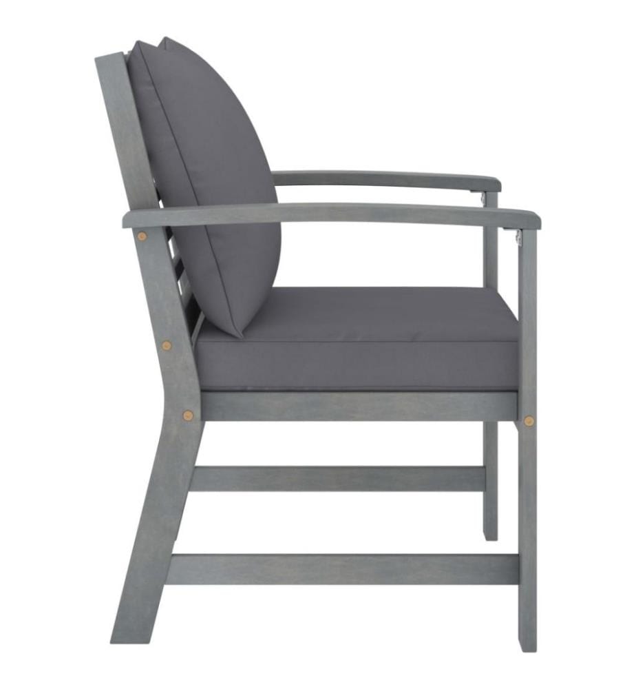 Chaises de jardin 2 pcs avec coussins gris foncé Bois d'acacia