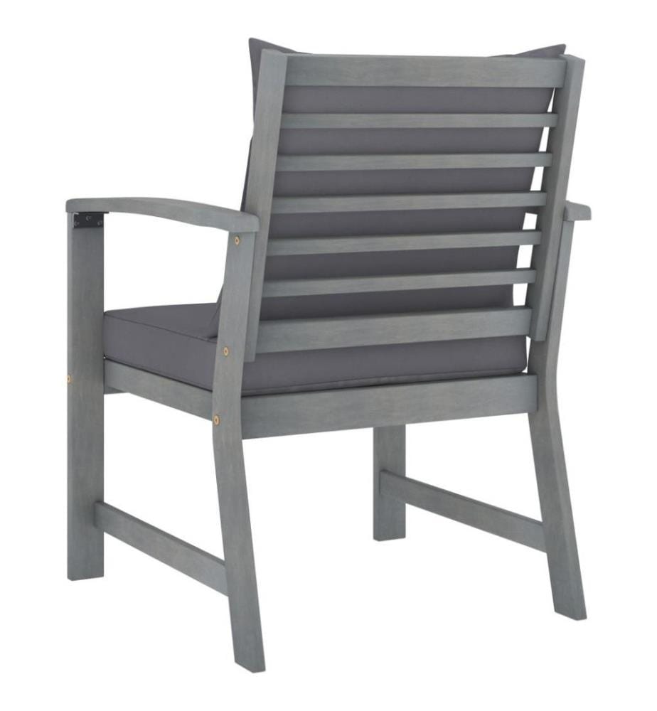Chaises de jardin 2 pcs avec coussins gris foncé Bois d'acacia