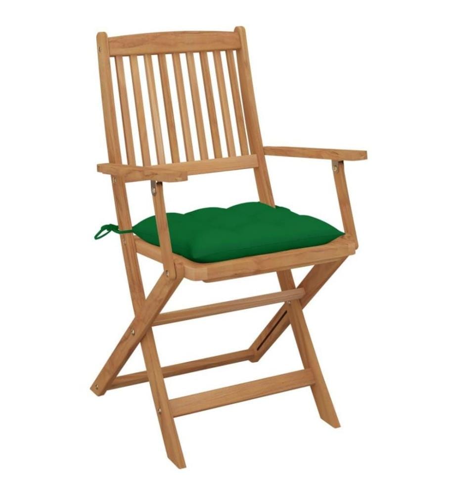 Chaises pliables de jardin 6 pcs avec coussins Bois d'acacia