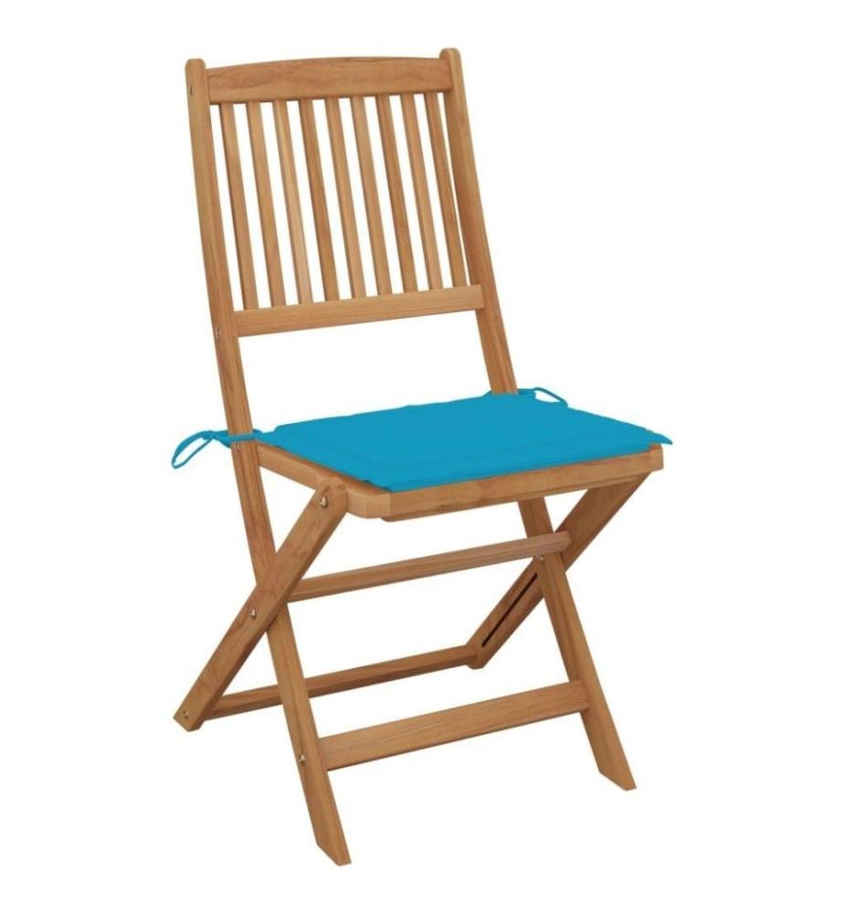 Chaises pliables de jardin 8 pcs avec coussins Bois d'acacia
