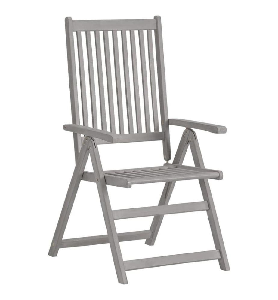 Verstellbare Gartenstühle mit Auflagen 8 Stk. Grau Akazienholz