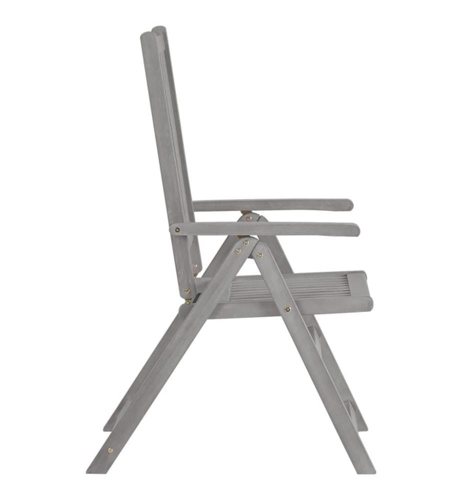 Verstellbare Gartenstühle mit Auflagen 8 Stk. Grau Akazienholz