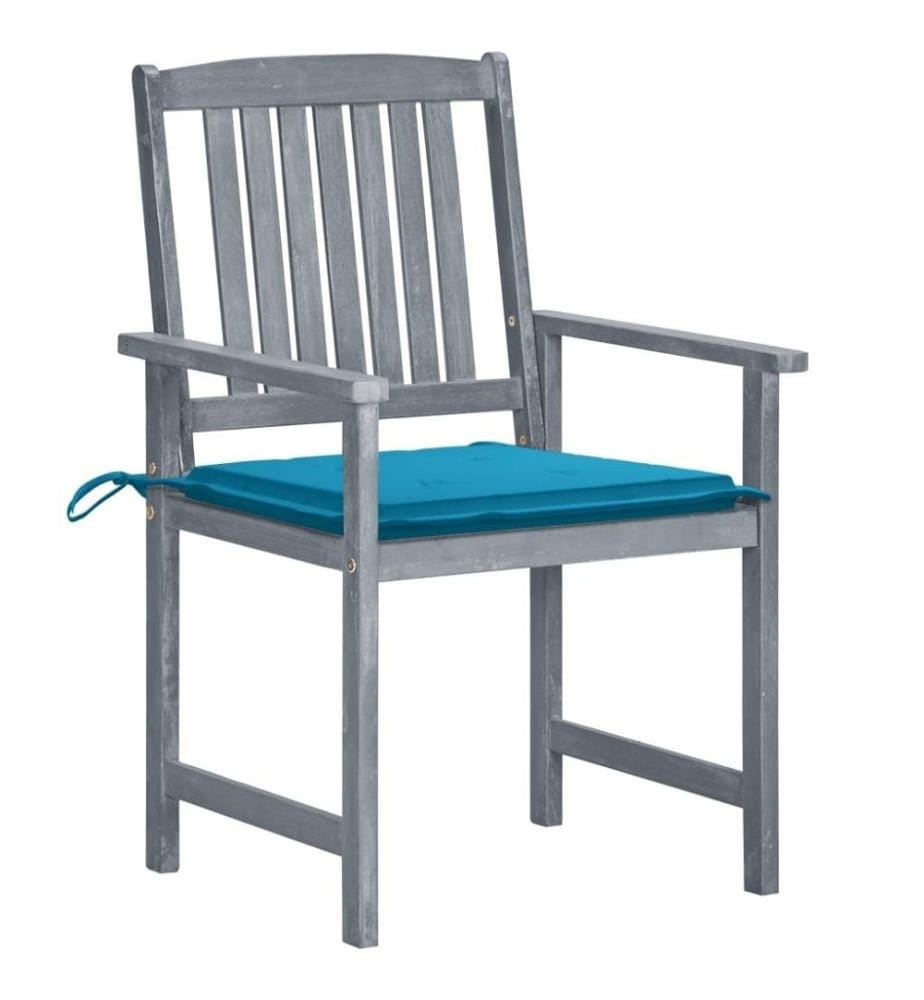 Chaises de jardin avec coussins 8 pcs Bois d'acacia solide Gris