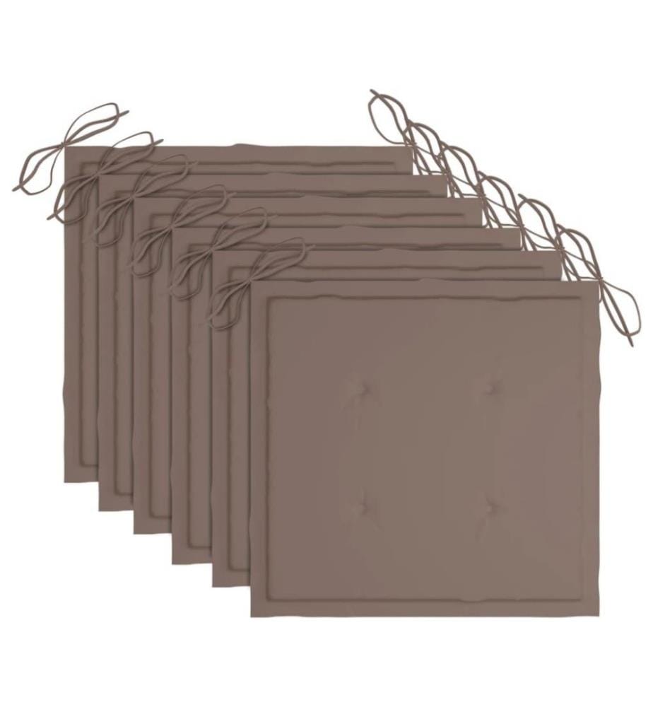 Chaises à dîner d'extérieur 6 pcs avec coussins Acacia massif