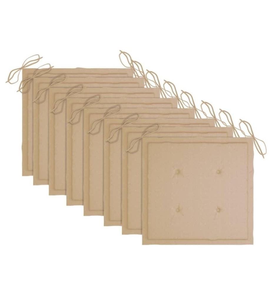 Chaises à dîner d'extérieur 8 pcs avec coussins Acacia massif