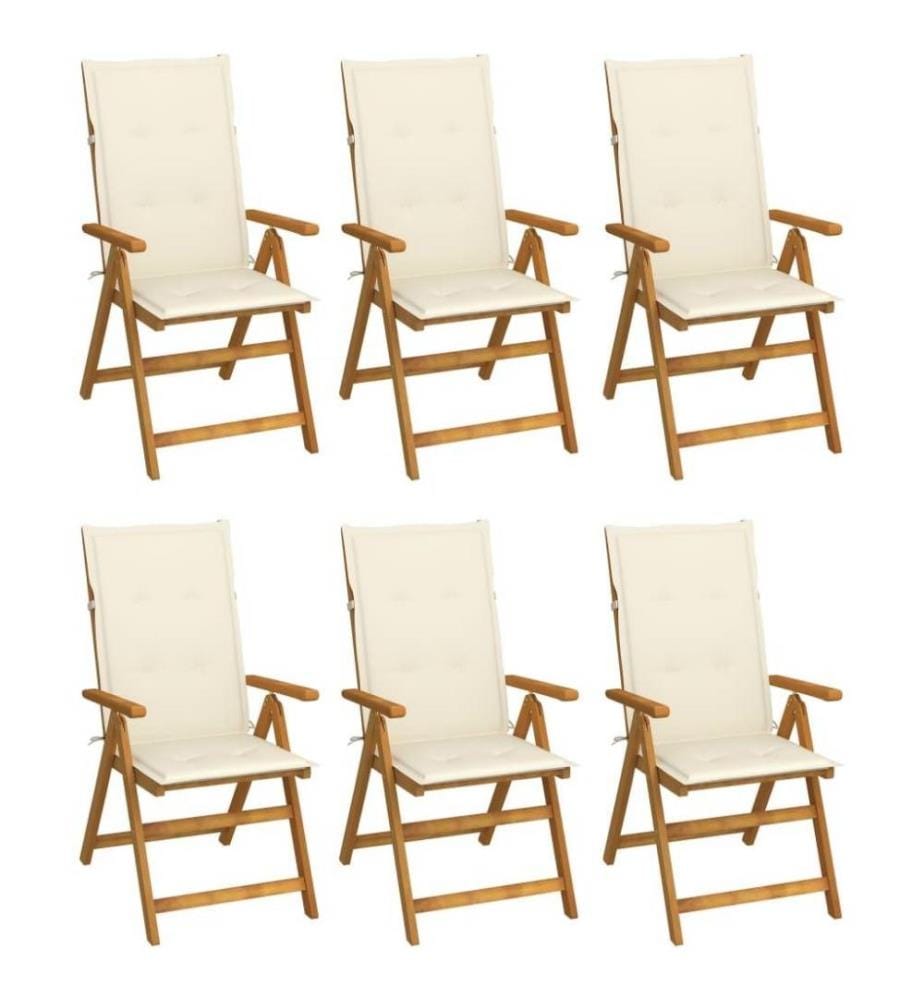 Chaises pliables de jardin 6 pcs avec coussins Bois d'acacia
