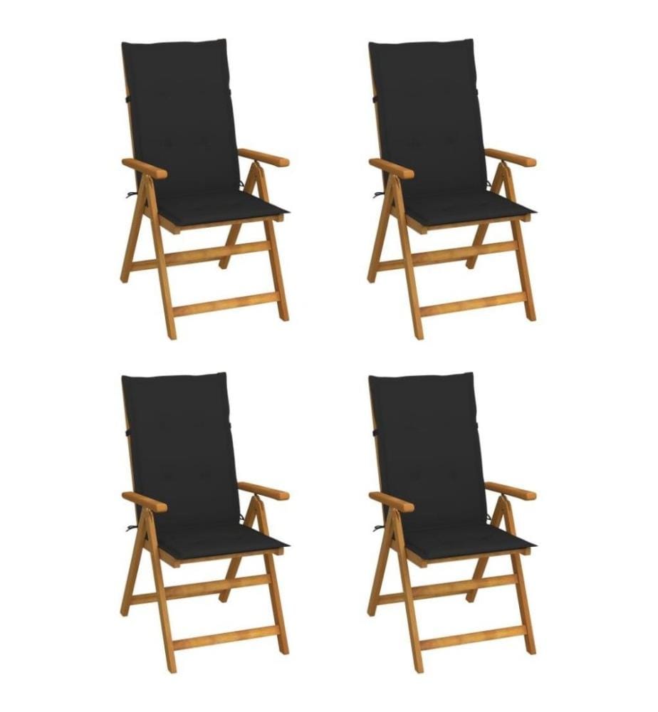 Chaises inclinables de jardin 4 pcs avec coussins Bois d'acacia