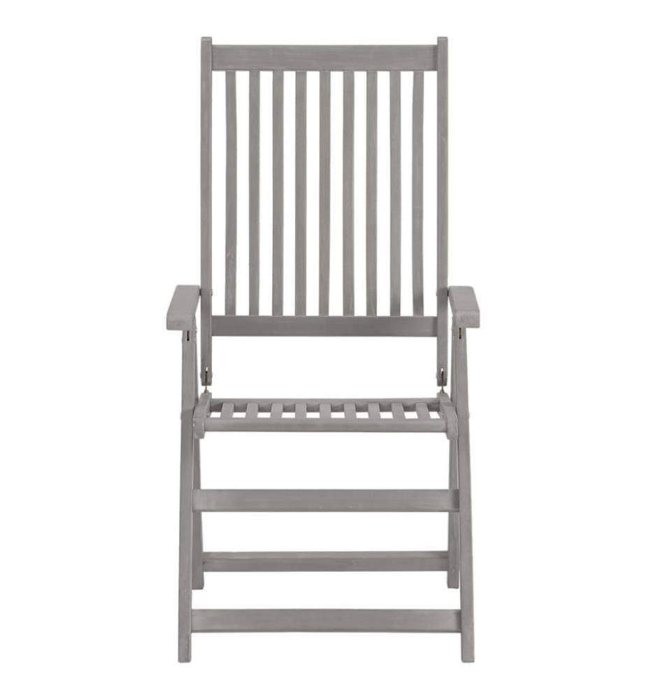 Chaises inclinables de jardin 3 pcs Gris Bois solide d'acacia