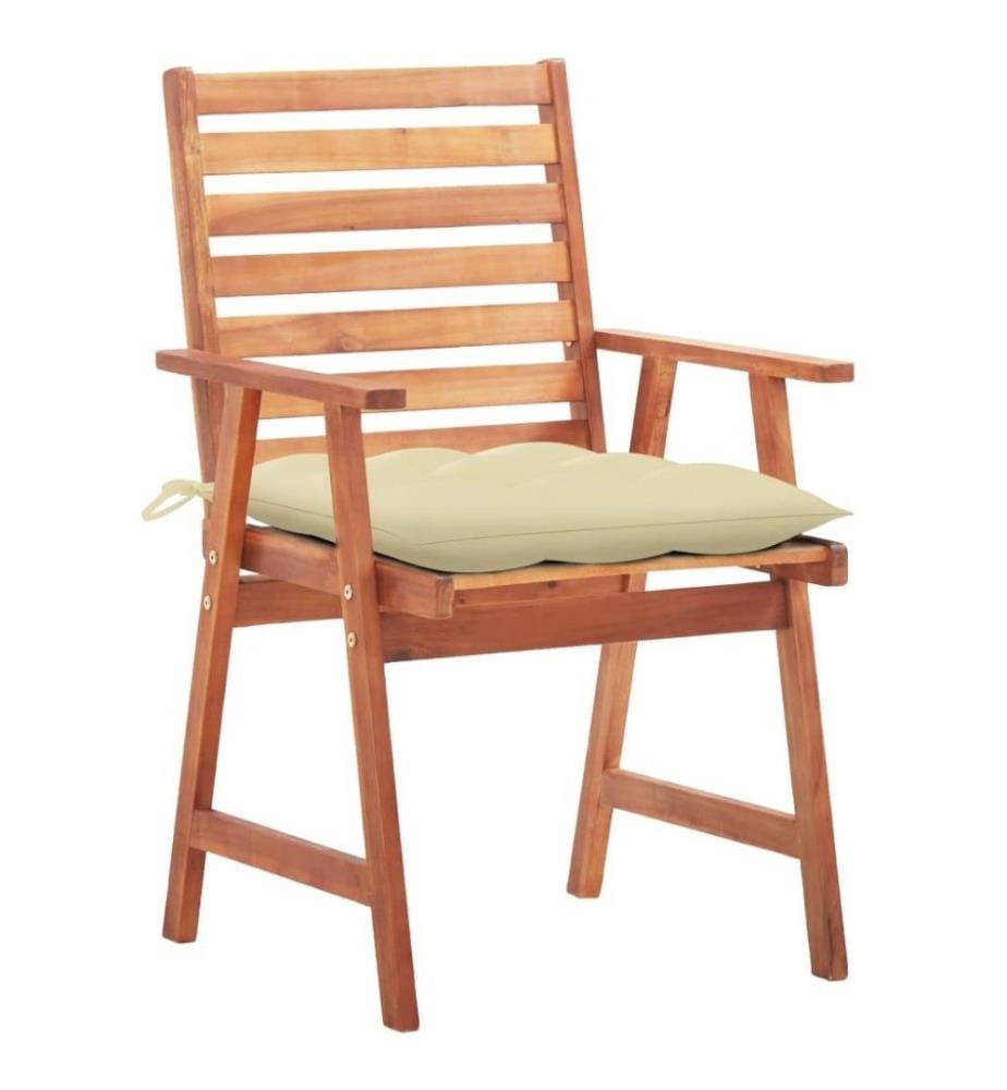 Chaises à dîner d'extérieur 2 pcs avec coussins Acacia massif
