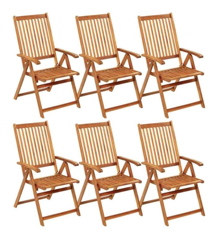 Chaises pliables de jardin 6 pcs avec coussins Bois d'acacia
