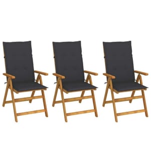 Klappbare Gartenstühle 3 Stk. mit Auflagen Massivholz Akazie