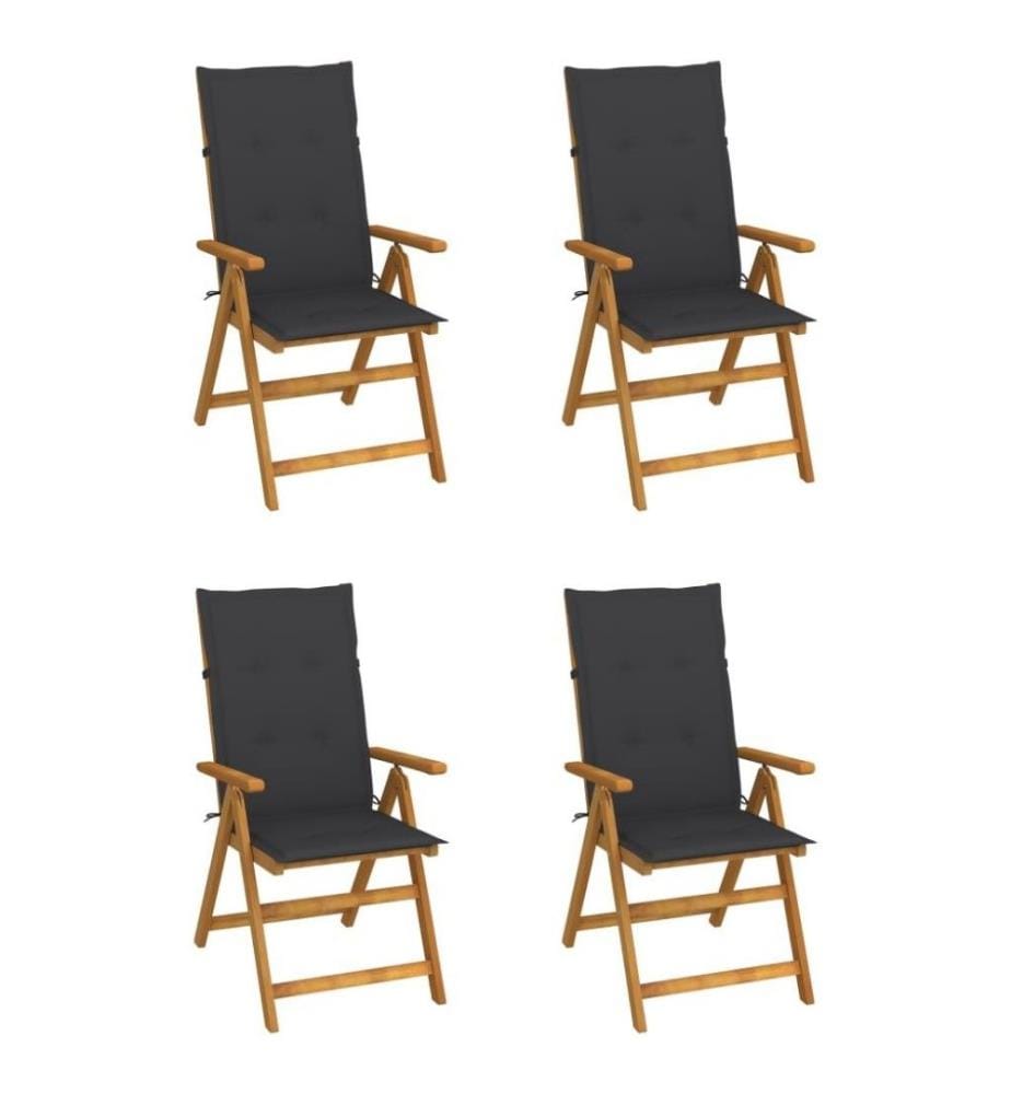 Chaises inclinables de jardin 4 pcs avec coussins Bois d'acacia
