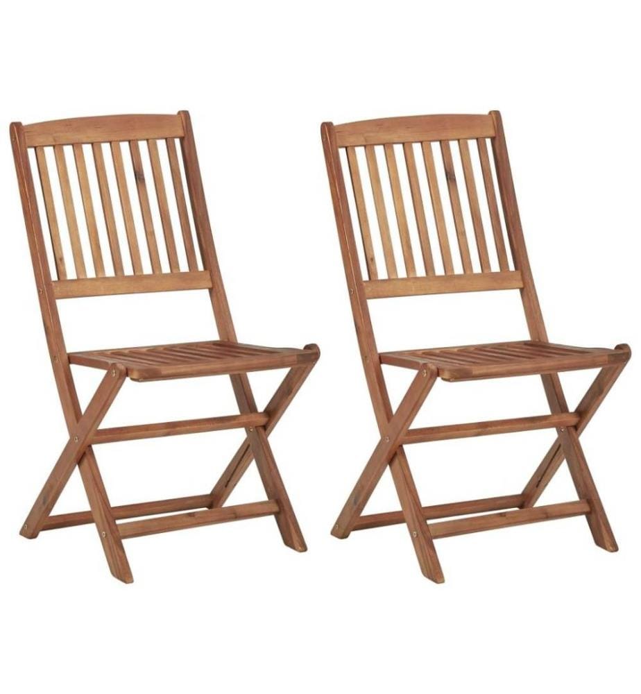 Chaises pliables de jardin 2 pcs avec coussins Bois d'acacia