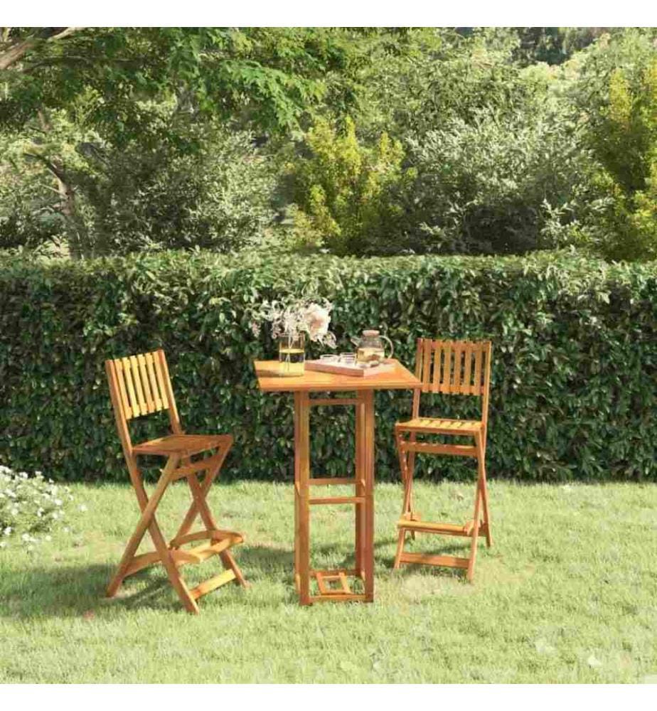Tabourets de bar d'extérieur pliants 2 pcs Bois massif d'acacia
