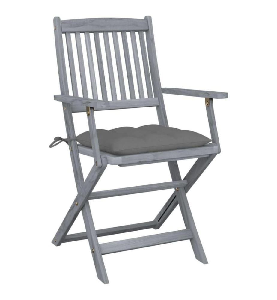 Chaises pliables d'extérieur 4 pcs avec coussins Bois d'acacia