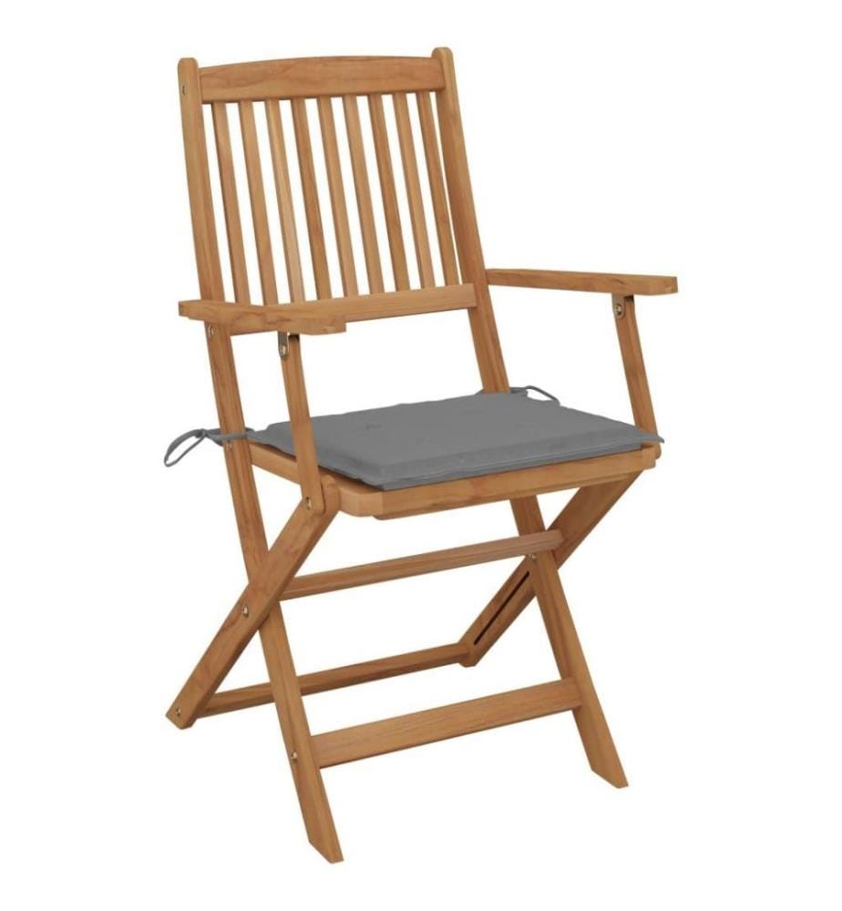 Chaises pliables de jardin 6 pcs avec coussins Bois d'acacia