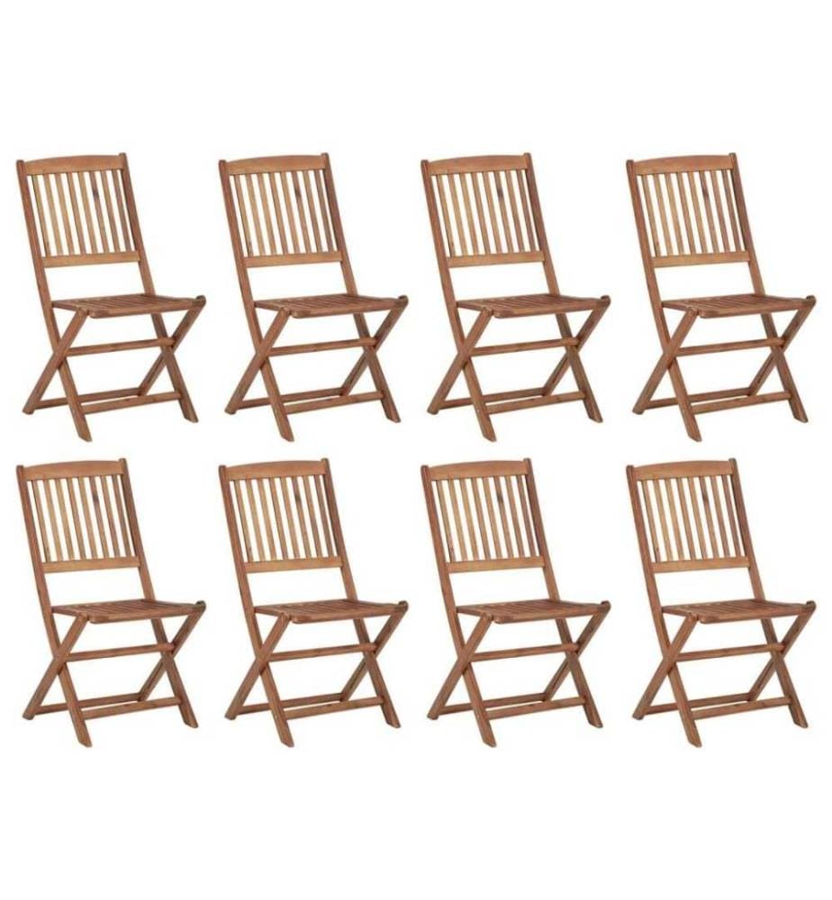 Chaises pliables d'extérieur avec coussins 8 pcs Bois d'acacia