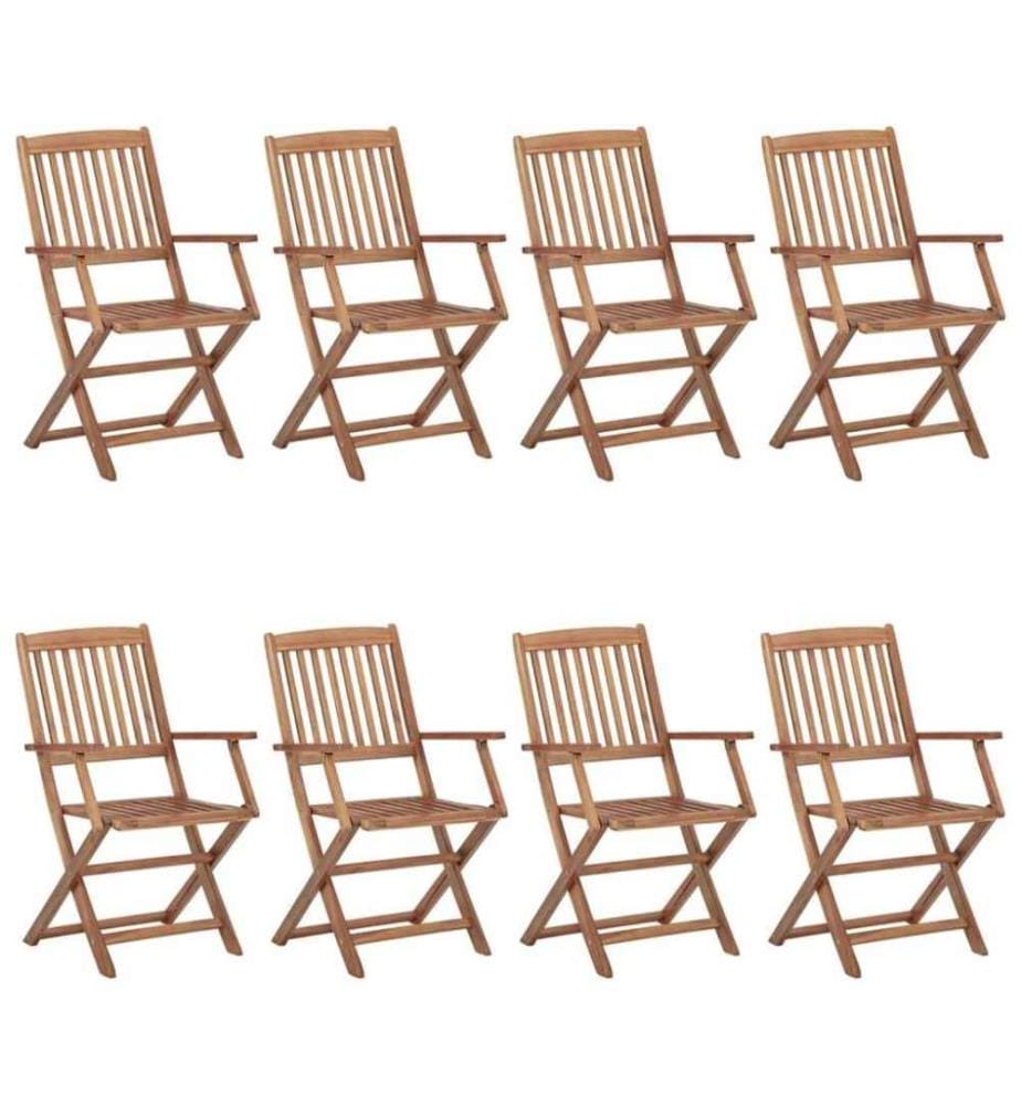Chaises pliables de jardin 8 pcs avec coussins Bois d'acacia