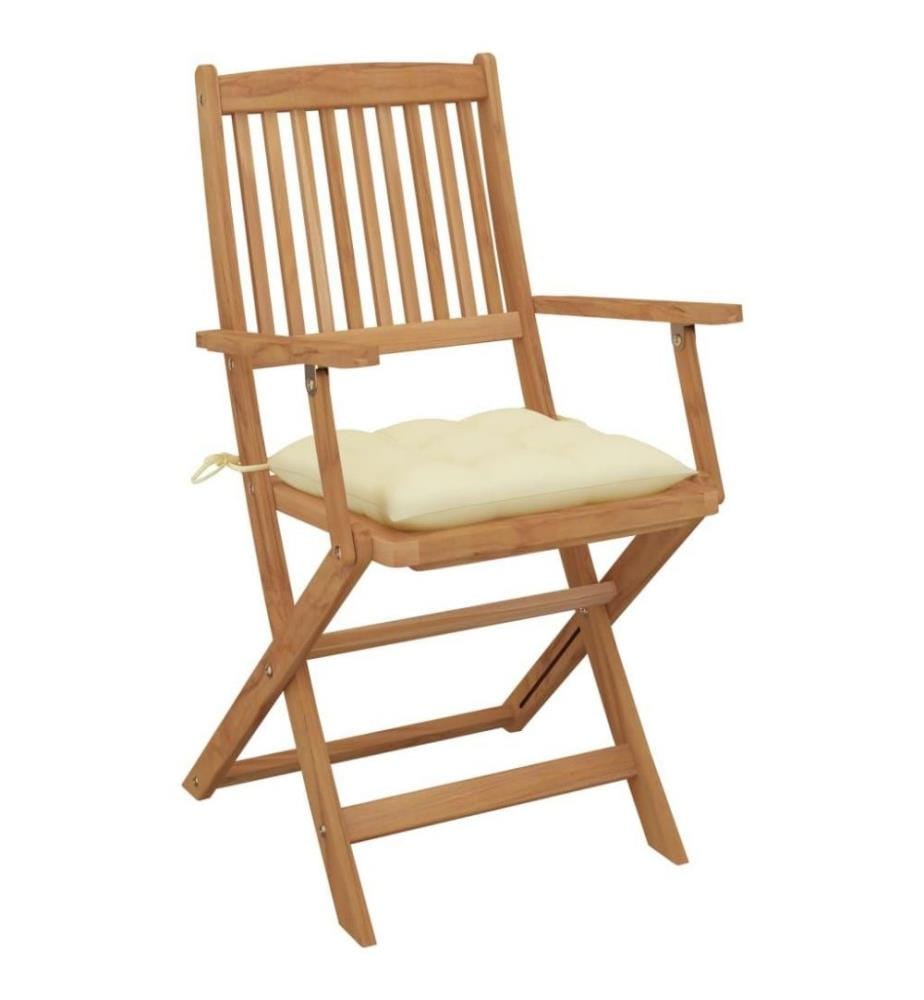 Chaises pliables de jardin 6 pcs avec coussins Bois d'acacia