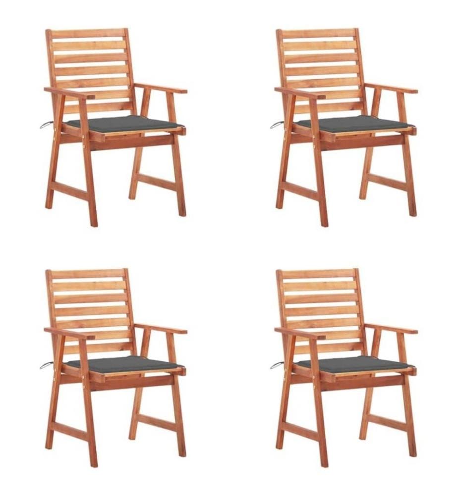 Chaises à dîner d'extérieur 4 pcs avec coussins Acacia massif