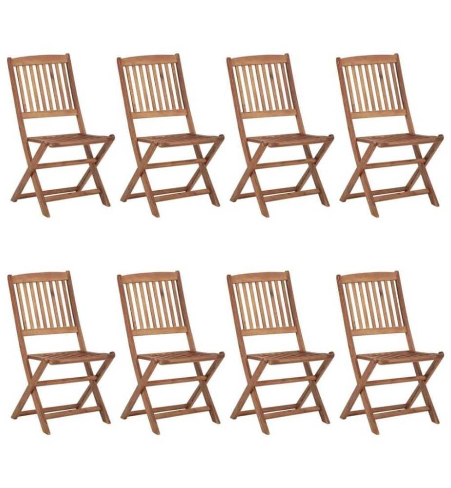Chaises pliables de jardin 8 pcs avec coussins Bois d'acacia