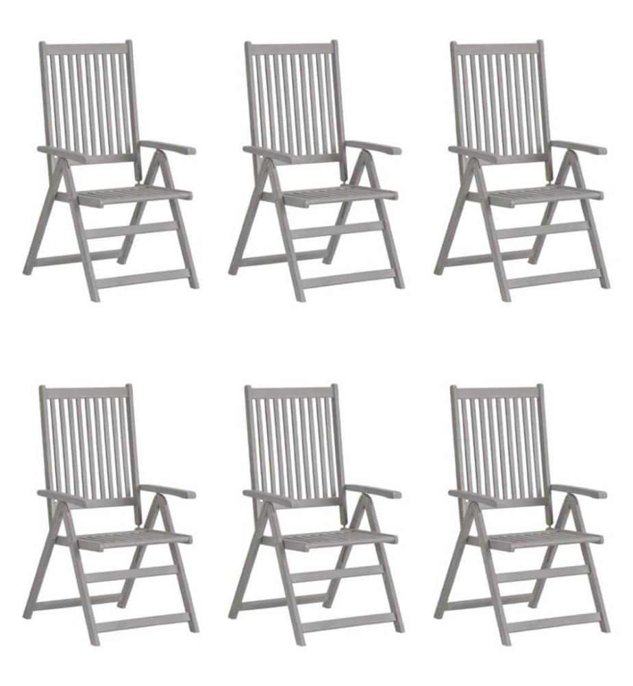 Chaises inclinables de jardin 6 pcs avec coussins Bois d'acacia