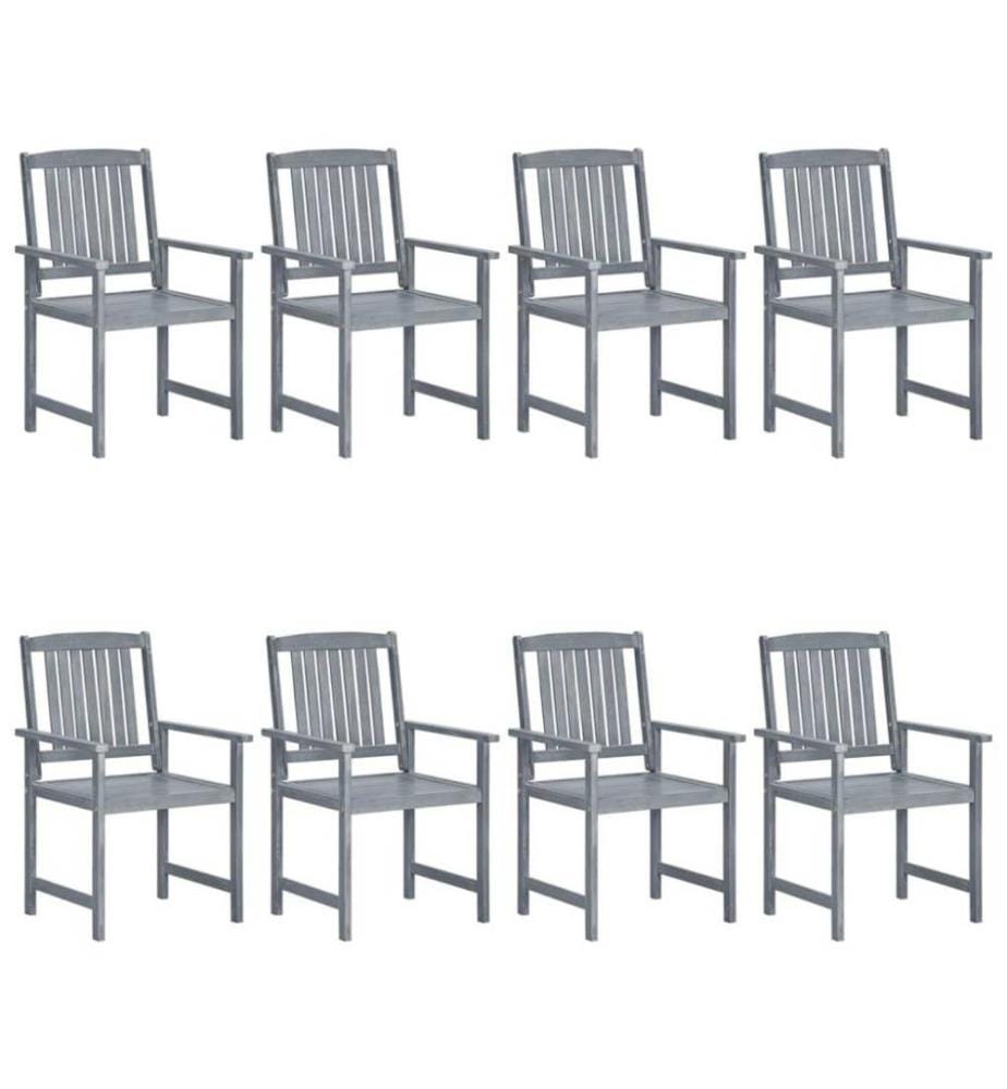 Chaises de jardin avec coussins 8 pcs Bois d'acacia solide Gris