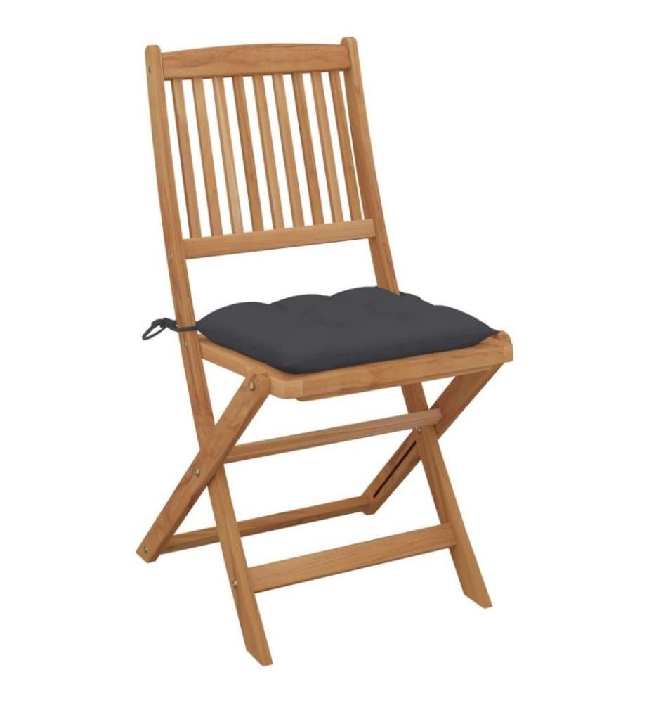 Chaises pliables de jardin 4 pcs avec coussins Bois d'acacia