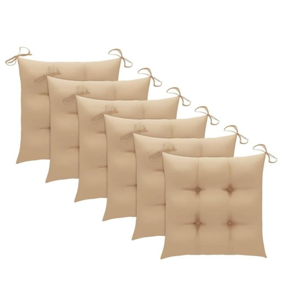 Chaises à dîner d'extérieur 6 pcs avec coussins Acacia massif