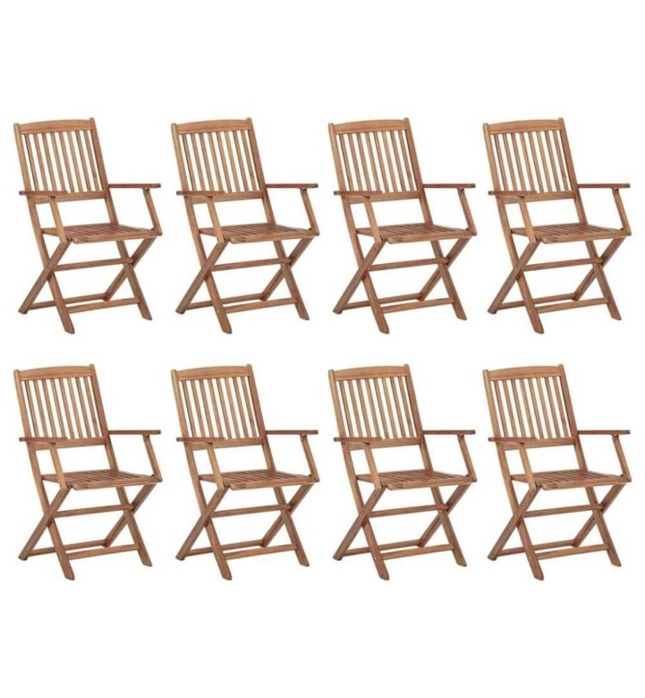 Chaises pliables d'extérieur 8 pcs Bois d'acacia solide