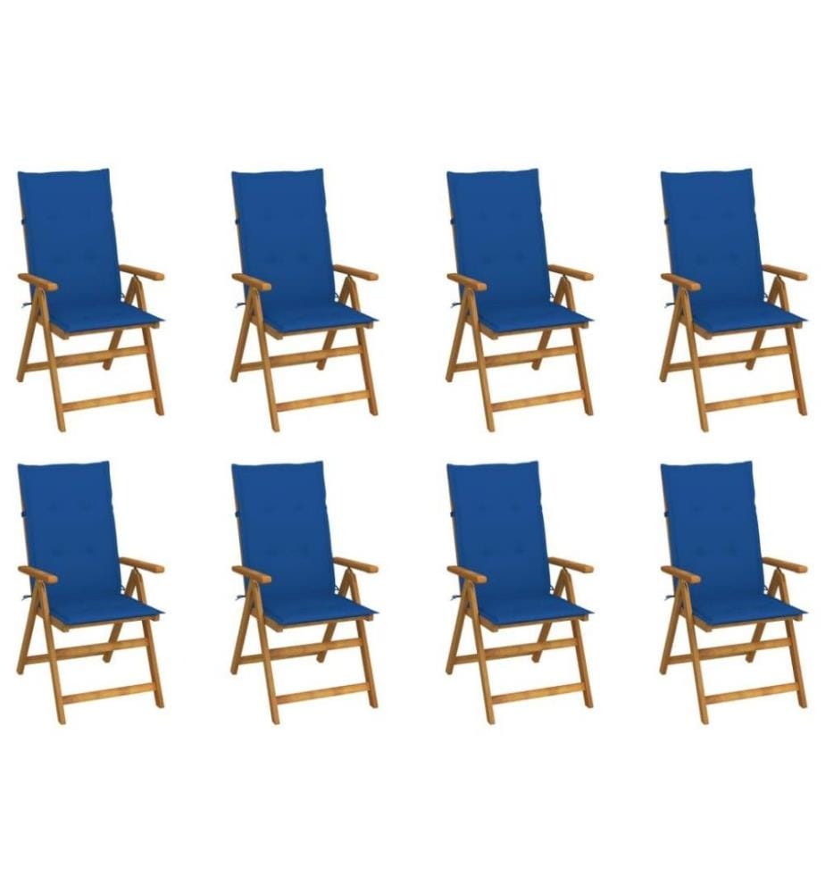 Chaises pliables de jardin avec coussins 8 pcs Bois d'acacia