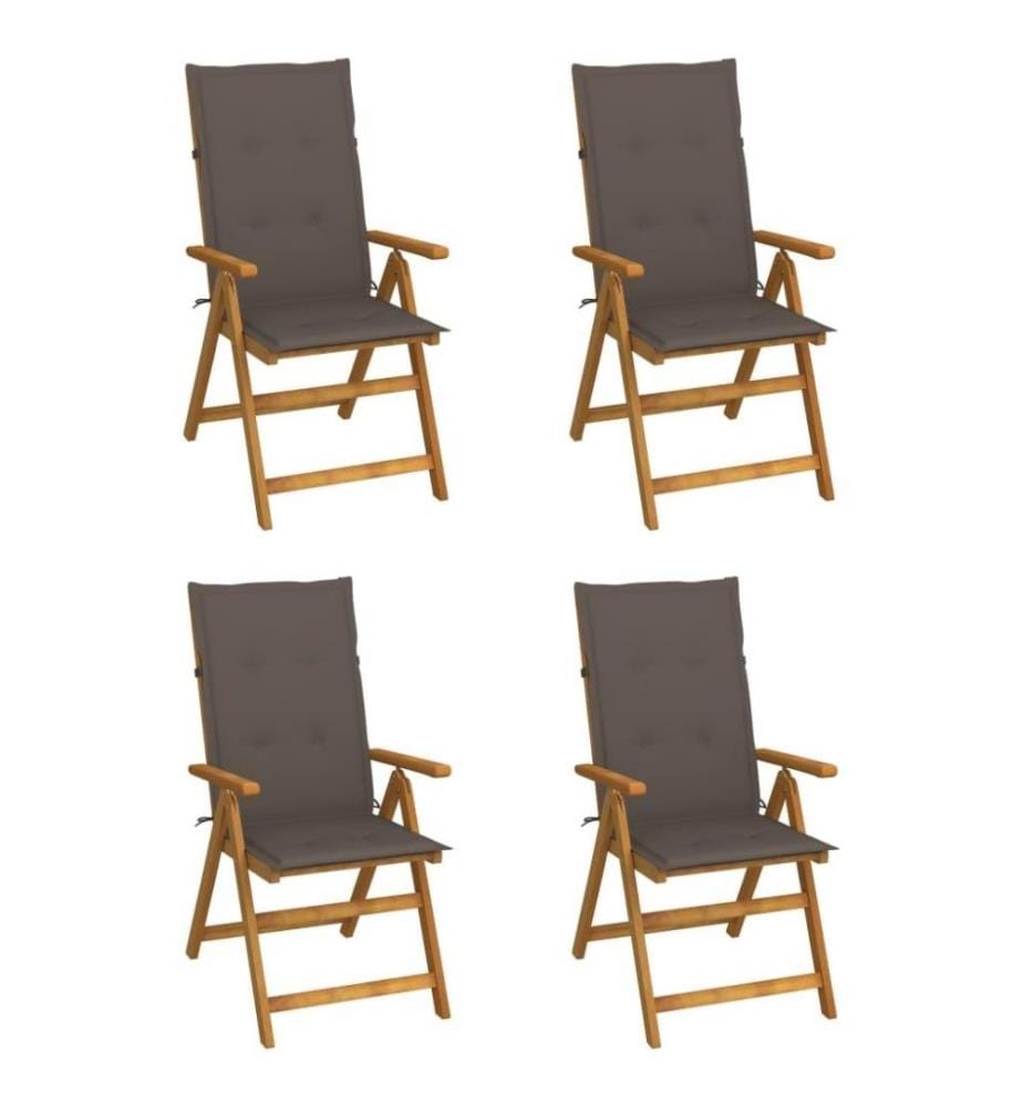 Chaises inclinables de jardin 4 pcs avec coussins Bois d'acacia