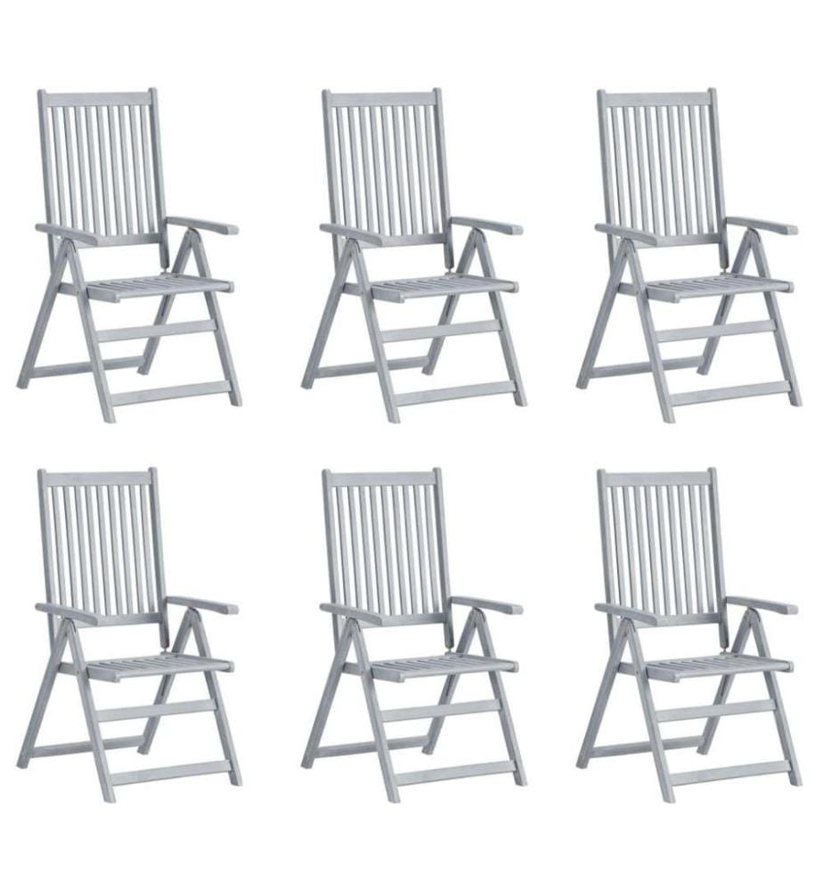 Chaises inclinables de jardin 6 pcs avec coussins Bois d'acacia