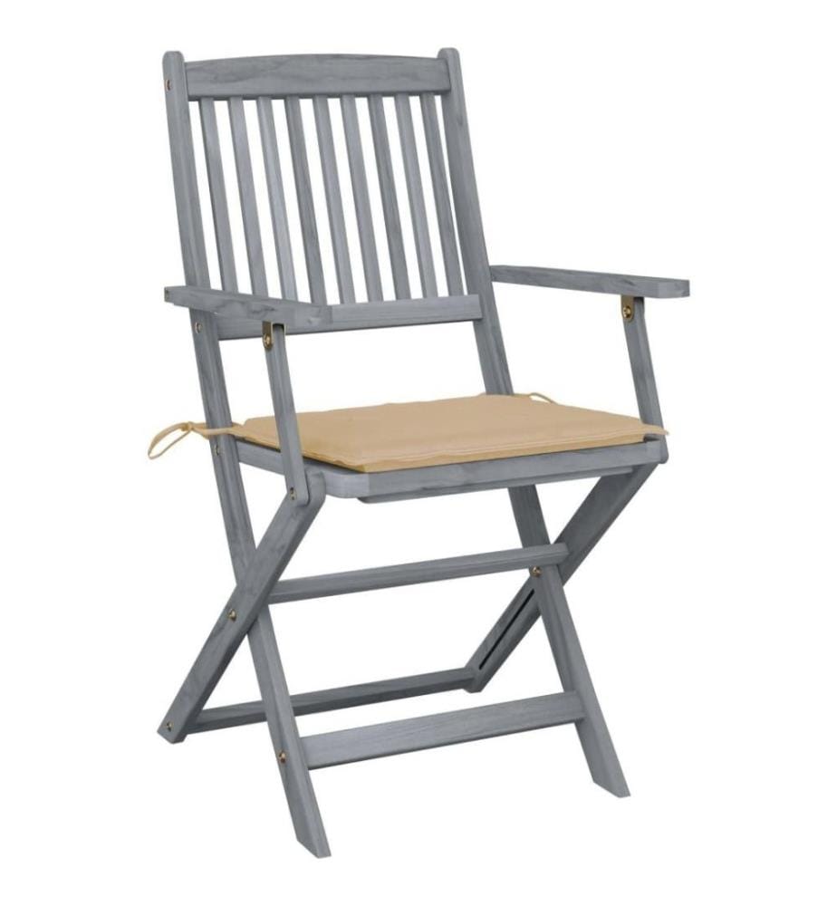 Chaises pliables d'extérieur 6 pcs avec coussins Bois d'acacia