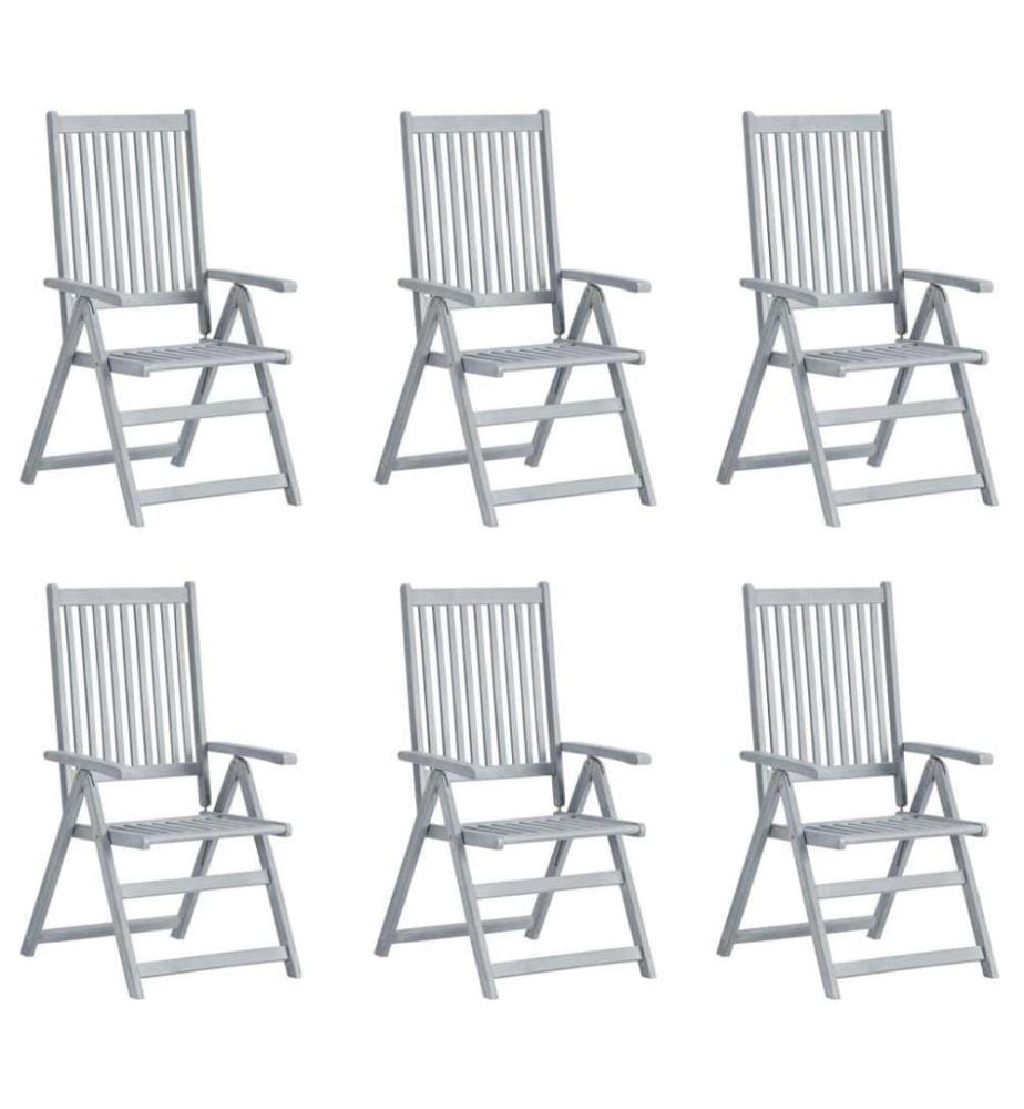 Chaises inclinables de jardin 6 pcs avec coussins Bois d'acacia
