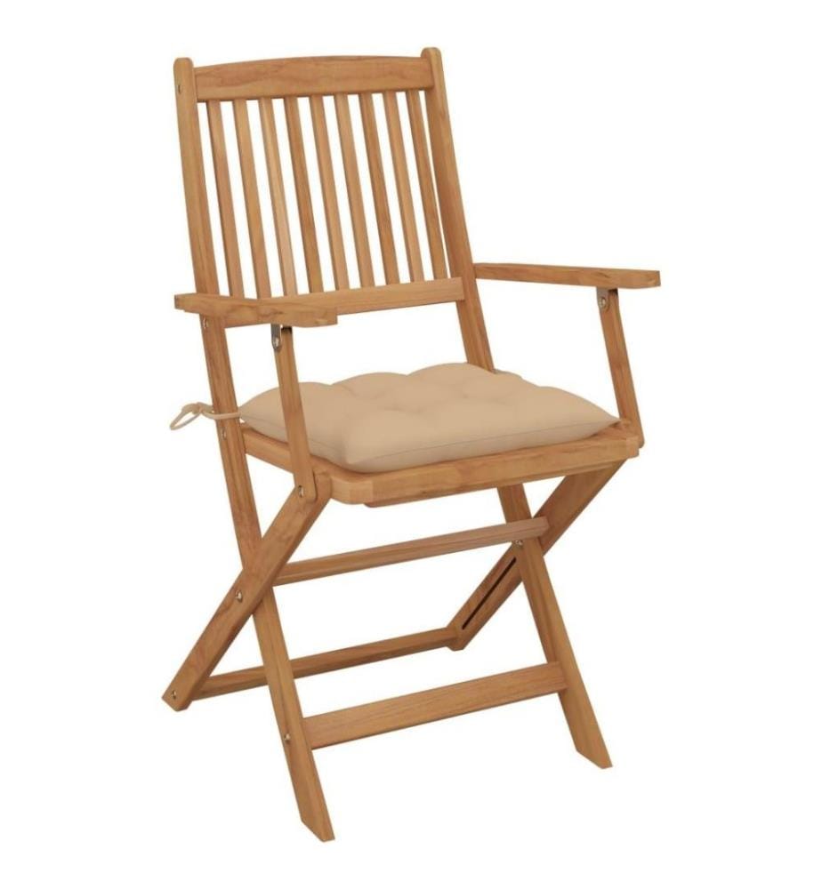 Chaises pliables de jardin 6 pcs avec coussins Bois d'acacia