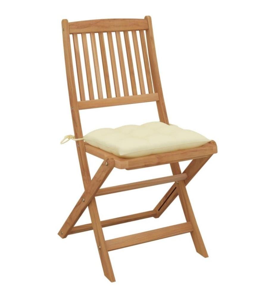 Chaises pliables de jardin 4 pcs avec coussins Bois d'acacia
