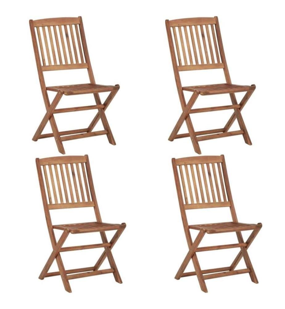 Chaises pliables de jardin 4 pcs avec coussins Bois d'acacia