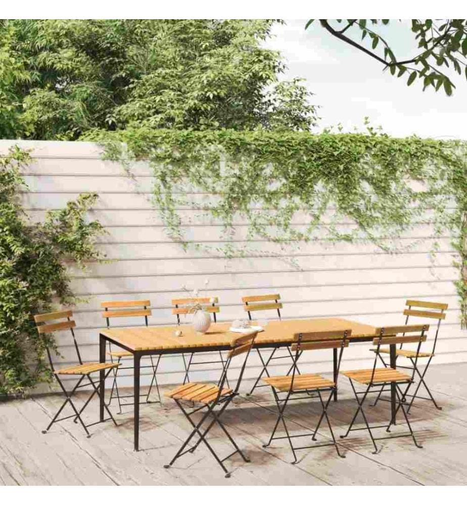 Chaises pliables de jardin 8 pcs Acier et bois d'acacia massif