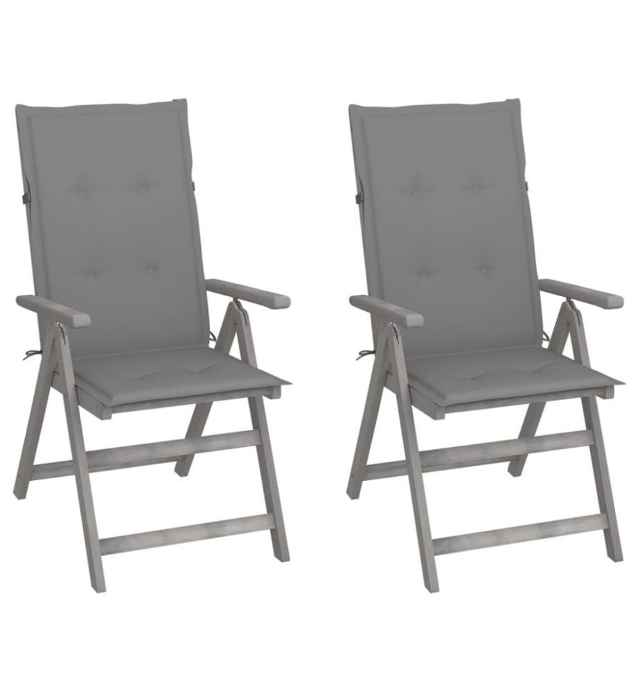 Chaises inclinables de jardin 2 pcs avec coussins Bois d'acacia